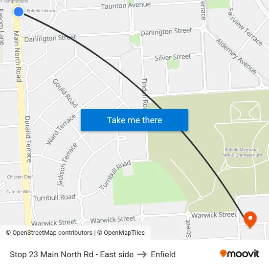 Stop 23 Main North Rd - East side to Enfield map