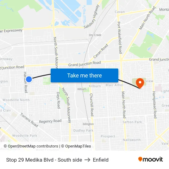 Stop 29 Medika Blvd - South side to Enfield map