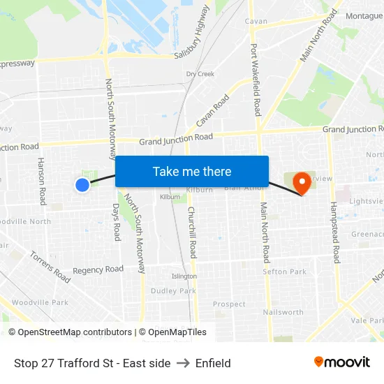 Stop 27 Trafford St - East side to Enfield map