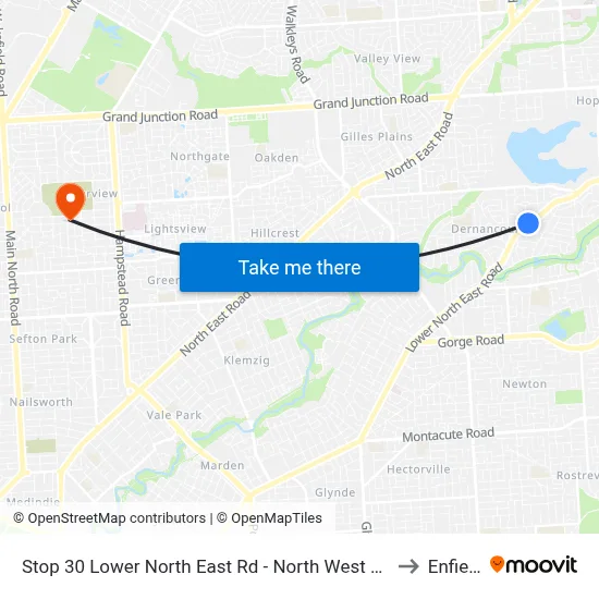 Stop 30 Lower North East Rd - North West side to Enfield map