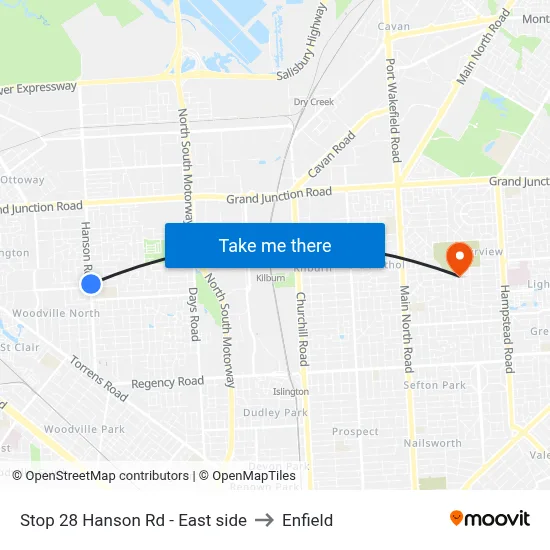 Stop 28 Hanson Rd - East side to Enfield map