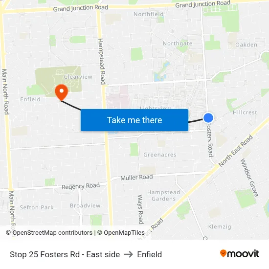 Stop 25 Fosters Rd - East side to Enfield map