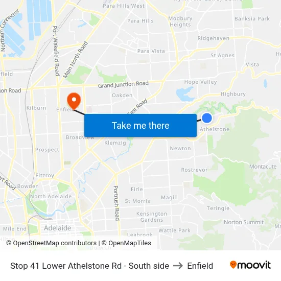 Stop 41 Lower Athelstone Rd - South side to Enfield map
