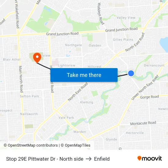 Stop 29E Pittwater Dr - North side to Enfield map