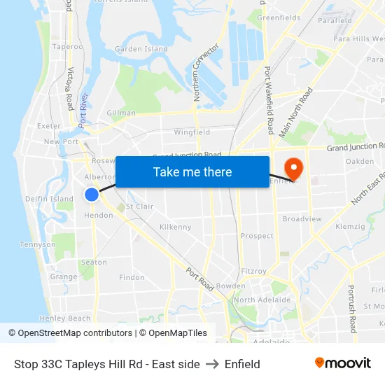 Stop 33C Tapleys Hill Rd - East side to Enfield map
