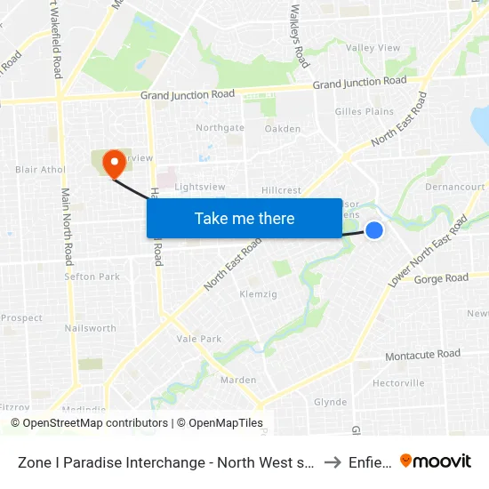 Zone I Paradise Interchange - North West side to Enfield map