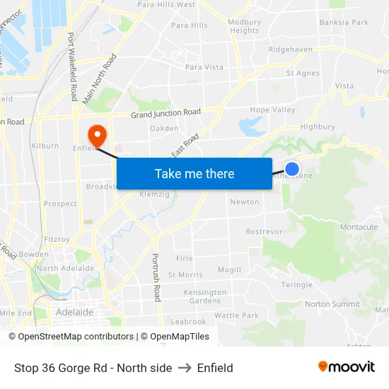 Stop 36 Gorge Rd - North side to Enfield map