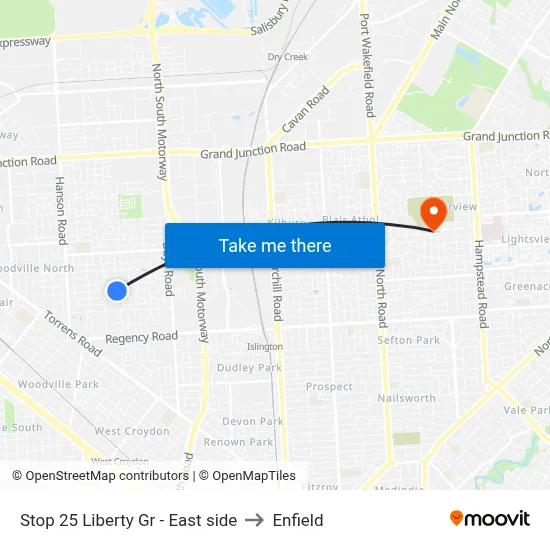 Stop 25 Liberty Gr - East side to Enfield map