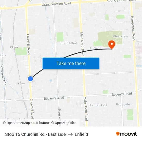 Stop 16 Churchill Rd - East side to Enfield map