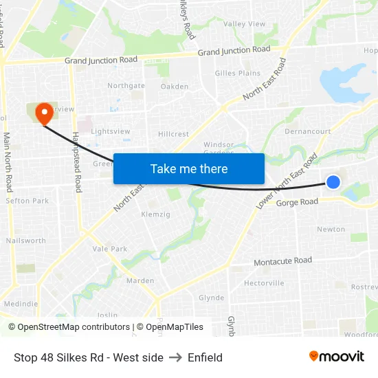 Stop 48 Silkes Rd - West side to Enfield map