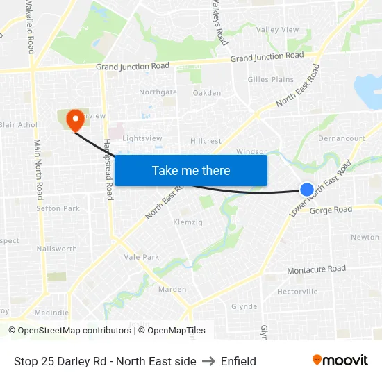 Stop 25 Darley Rd - North East side to Enfield map