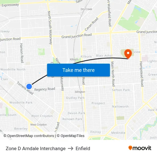Zone D Arndale Interchange to Enfield map