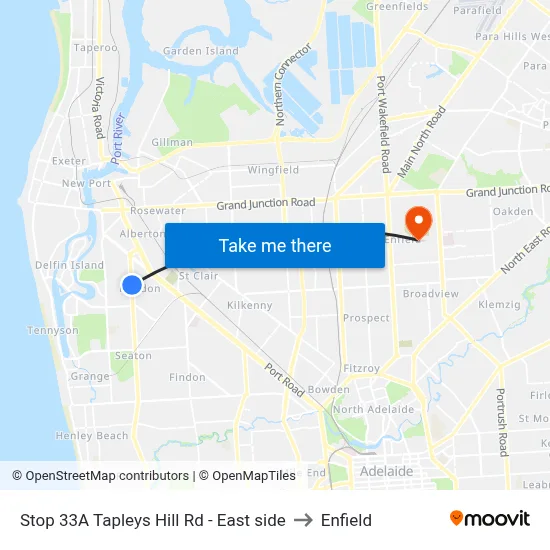Stop 33A Tapleys Hill Rd - East side to Enfield map