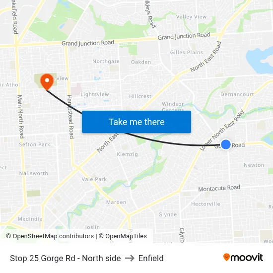 Stop 25 Gorge Rd - North side to Enfield map
