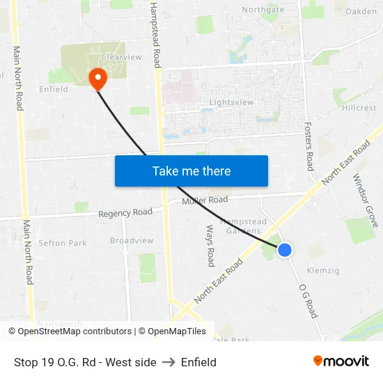 Stop 19 O.G. Rd - West side to Enfield map