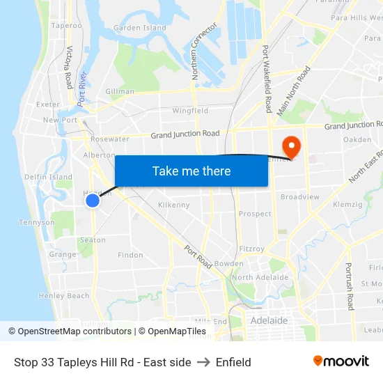 Stop 33 Tapleys Hill Rd - East side to Enfield map