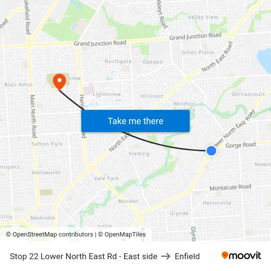 Stop 22 Lower North East Rd - East side to Enfield map