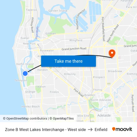 Zone B West Lakes Interchange - West side to Enfield map