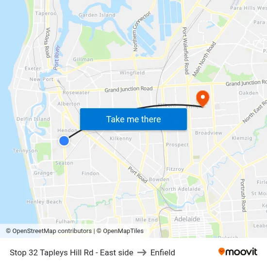 Stop 32 Tapleys Hill Rd - East side to Enfield map