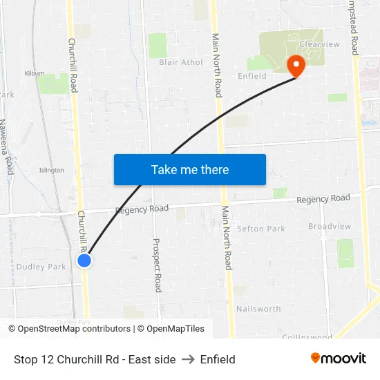 Stop 12 Churchill Rd - East side to Enfield map