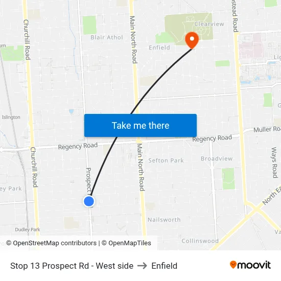 Stop 13 Prospect Rd - West side to Enfield map