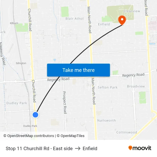 Stop 11 Churchill Rd - East side to Enfield map