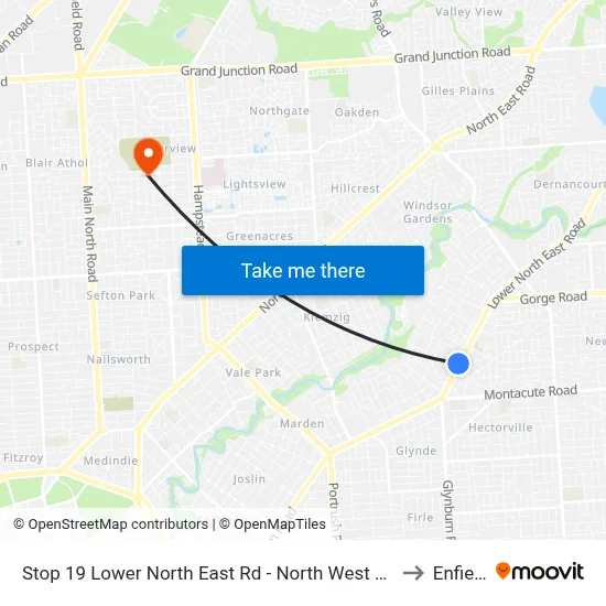 Stop 19 Lower North East Rd - North West side to Enfield map