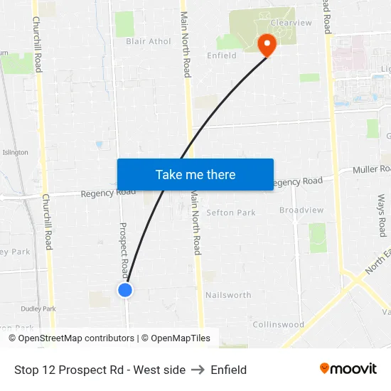 Stop 12 Prospect Rd - West side to Enfield map