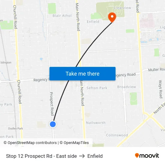 Stop 12 Prospect Rd - East side to Enfield map