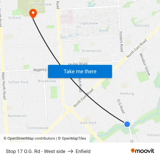 Stop 17 O.G. Rd - West side to Enfield map
