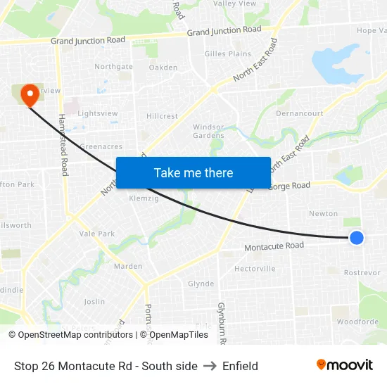 Stop 26 Montacute Rd - South side to Enfield map