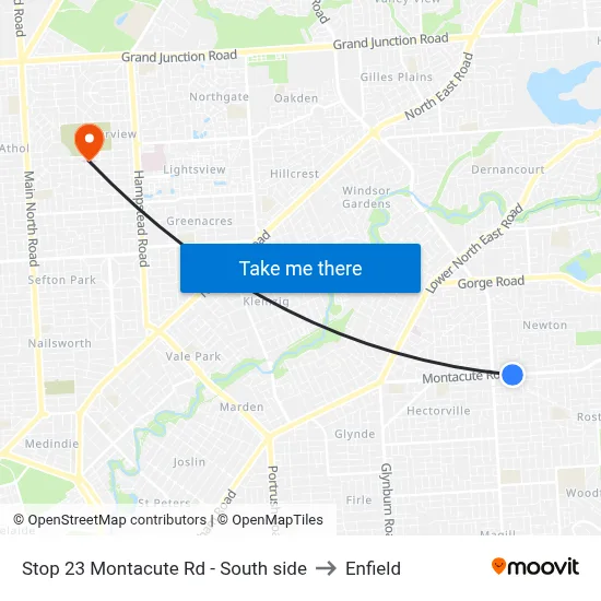 Stop 23 Montacute Rd - South side to Enfield map