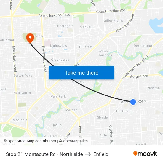 Stop 21 Montacute Rd - North side to Enfield map