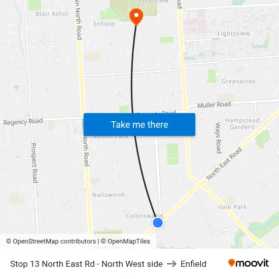 Stop 13 North East Rd - North West side to Enfield map