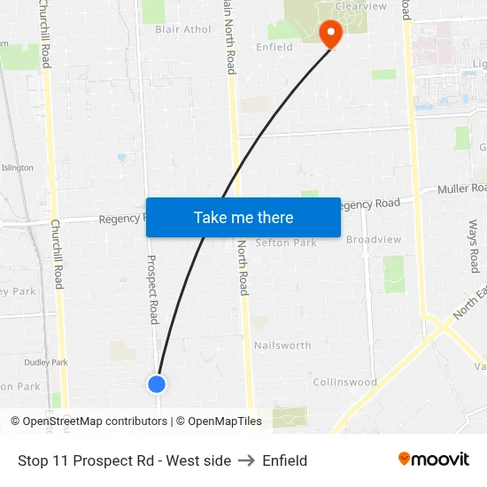Stop 11 Prospect Rd - West side to Enfield map