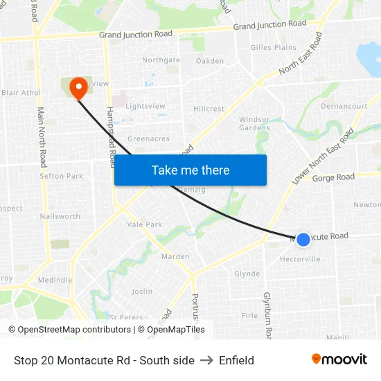 Stop 20 Montacute Rd - South side to Enfield map