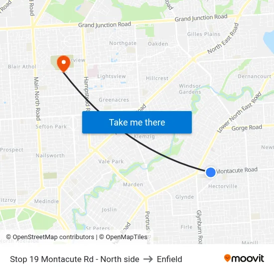 Stop 19 Montacute Rd - North side to Enfield map