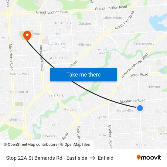 Stop 22A St Bernards Rd - East side to Enfield map