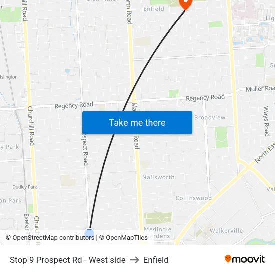 Stop 9 Prospect Rd - West side to Enfield map