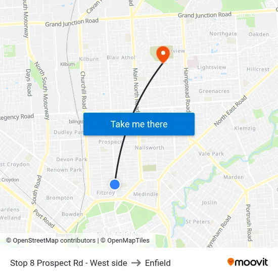 Stop 8 Prospect Rd - West side to Enfield map