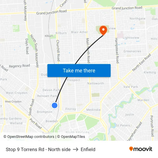 Stop 9 Torrens Rd - North side to Enfield map