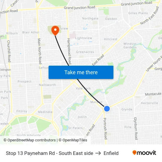 Stop 13 Payneham Rd - South East side to Enfield map