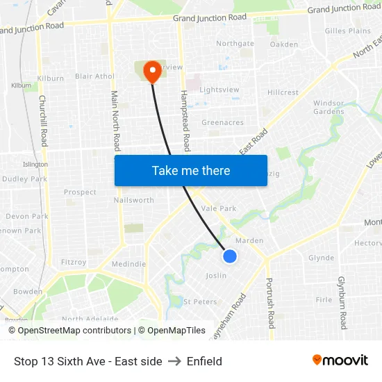 Stop 13 Sixth Ave - East side to Enfield map