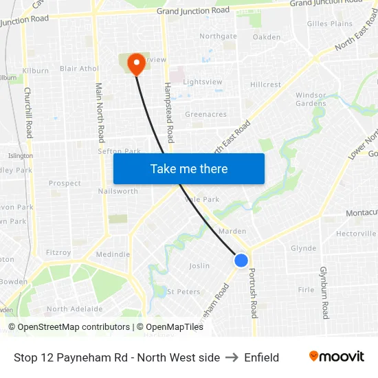 Stop 12 Payneham Rd - North West side to Enfield map