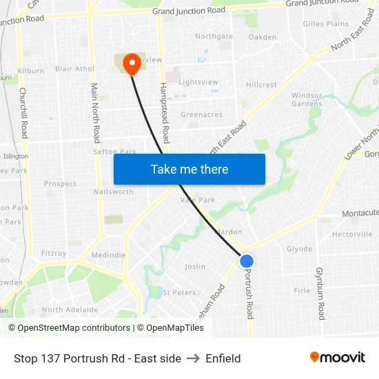 Stop 137 Portrush Rd - East side to Enfield map