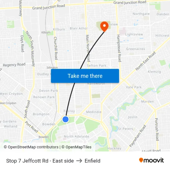 Stop 7 Jeffcott Rd - East side to Enfield map