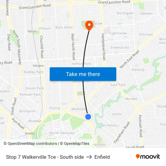 Stop 7 Walkerville Tce - South side to Enfield map