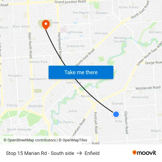 Stop 15 Marian Rd - South side to Enfield map