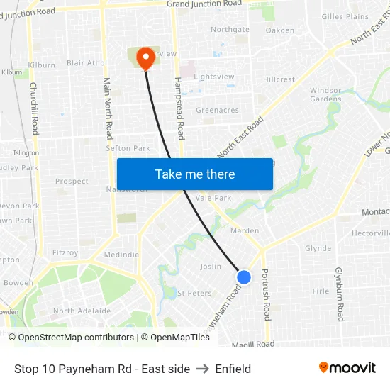 Stop 10 Payneham Rd - East side to Enfield map