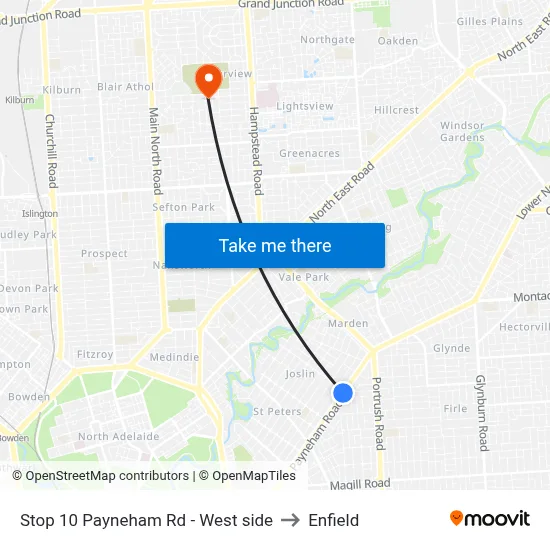 Stop 10 Payneham Rd - West side to Enfield map